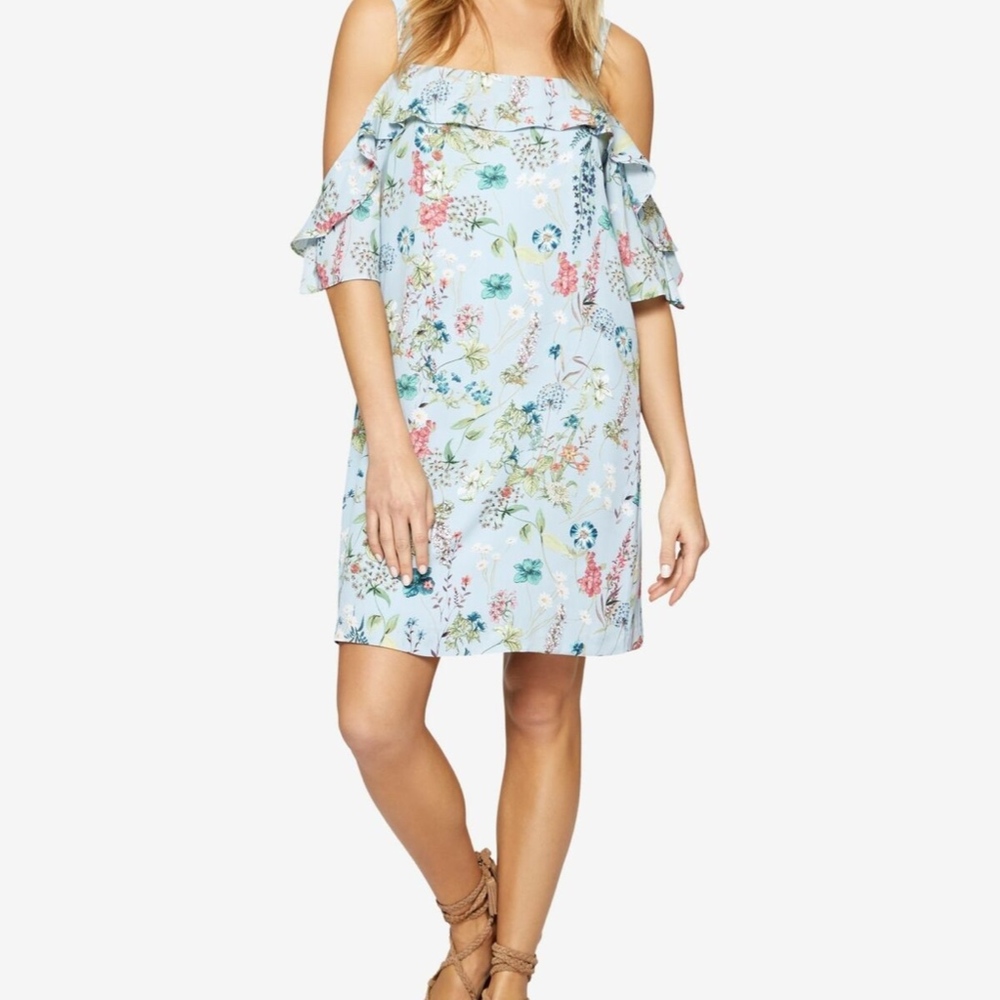 Sanctuary Womens Blue Cold Shoulder Floral…